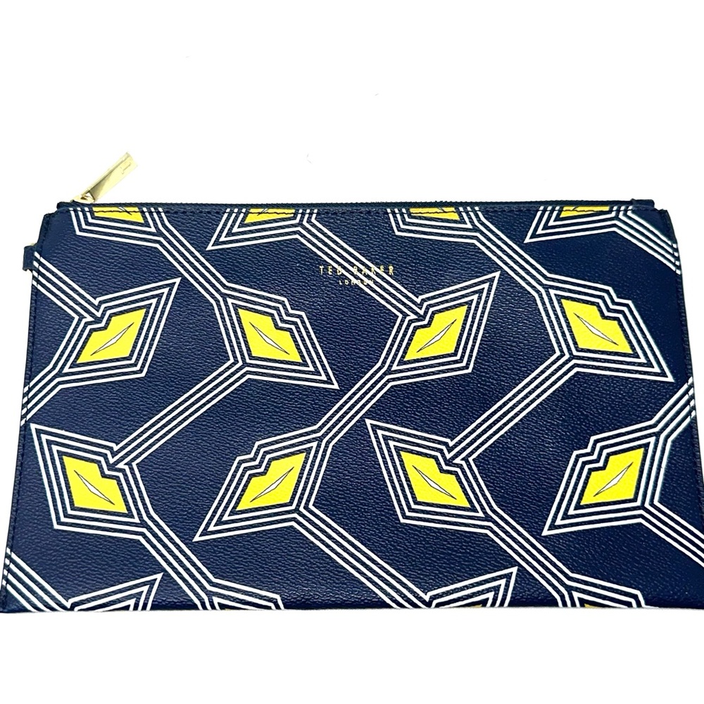Ted Baker London Blue and Yellow Geometric Cosmetic Bag